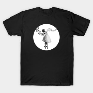 Ballerina Dancer, Black & White T-Shirt